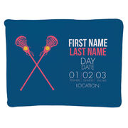 Girls Lacrosse Baby Blanket - Birth Announcement