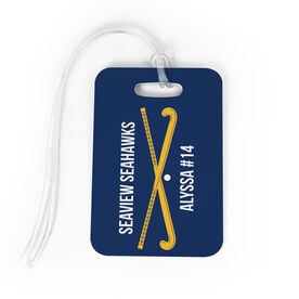 Field Hockey Bag/Luggage Tag - Personalized Text with Crossed Sticks