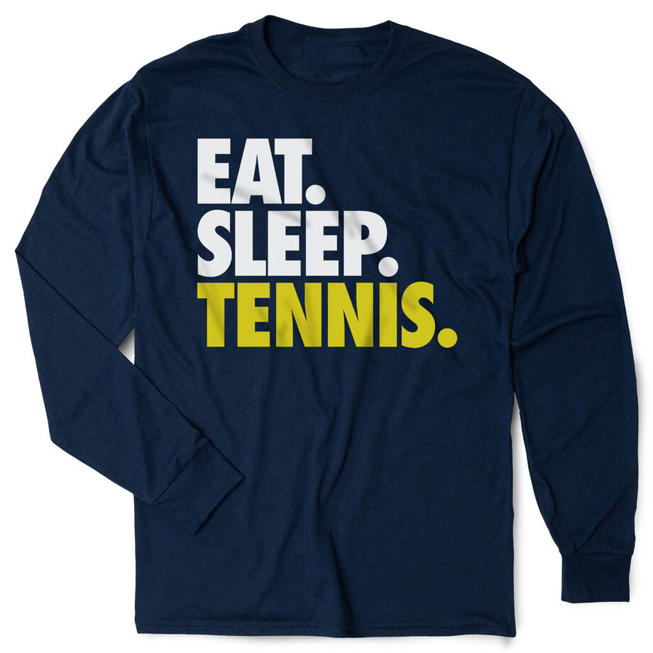 Tennis Tshirt Long Sleeve - Eat. Sleep. Tennis [Youth Small/Navy] - SS