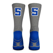 Team Number Woven Mid-Calf Socks - Gray/Blue