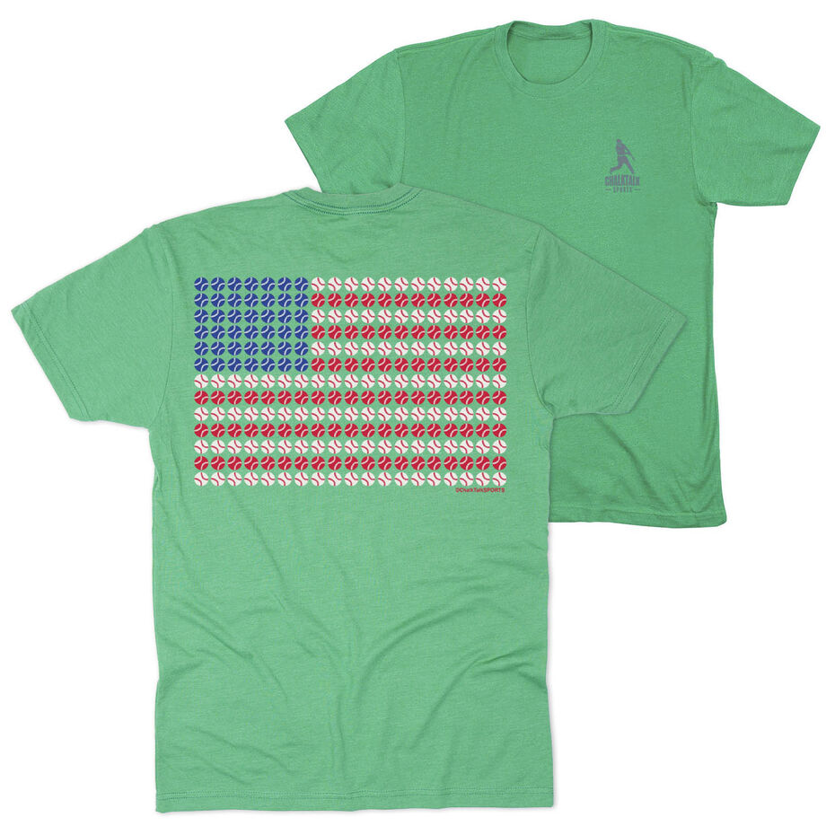 Softball/Baseball Short Sleeve T-Shirt - Patriotic Baseball (Back Design)