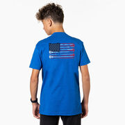 Guys Lacrosse Short Sleeve T-Shirt - American Flag (Back Design)