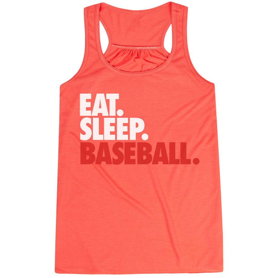 Baseball Flowy Racerback Tank Top - Eat Sleep Baseball (Bold Text)