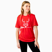 Girls Lacrosse Short Sleeve Performance Tee - Lax Girl Reindeer