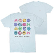 Cheerleading Short Sleeve T-Shirt - Cheer Makes Me Happy (Back Design)