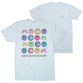 Cheerleading Short Sleeve T-Shirt - Cheer Makes Me Happy (Back Design)
