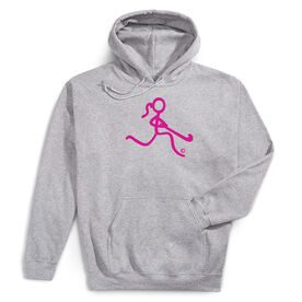 Field Hockey Hooded Sweatshirt - Neon Field Hockey Girl [Adult Medium/Gray] - SS