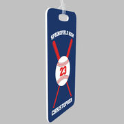 Baseball Bag/Luggage Tag - Personalized Baseball Team with Crossed Bat