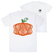 Girls Lacrosse Short Sleeve T-Shirt - Lax Stick Pumpkin (Back Design)