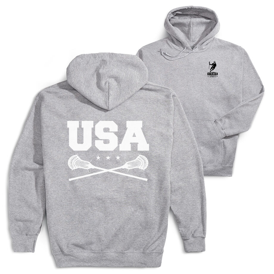 Guys Lacrosse Hooded Sweatshirt - USA(Back Design)