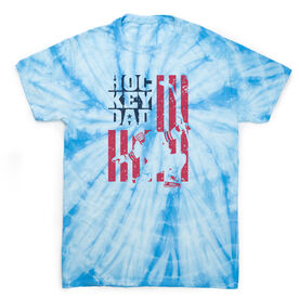 Hockey Short Sleeve T-Shirt - Hockey Dad American Flag Silhouette Tie Dye