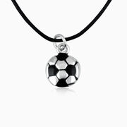 Silver & Black Soccer Ball Necklace