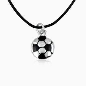 Silver & Black Soccer Ball Necklace