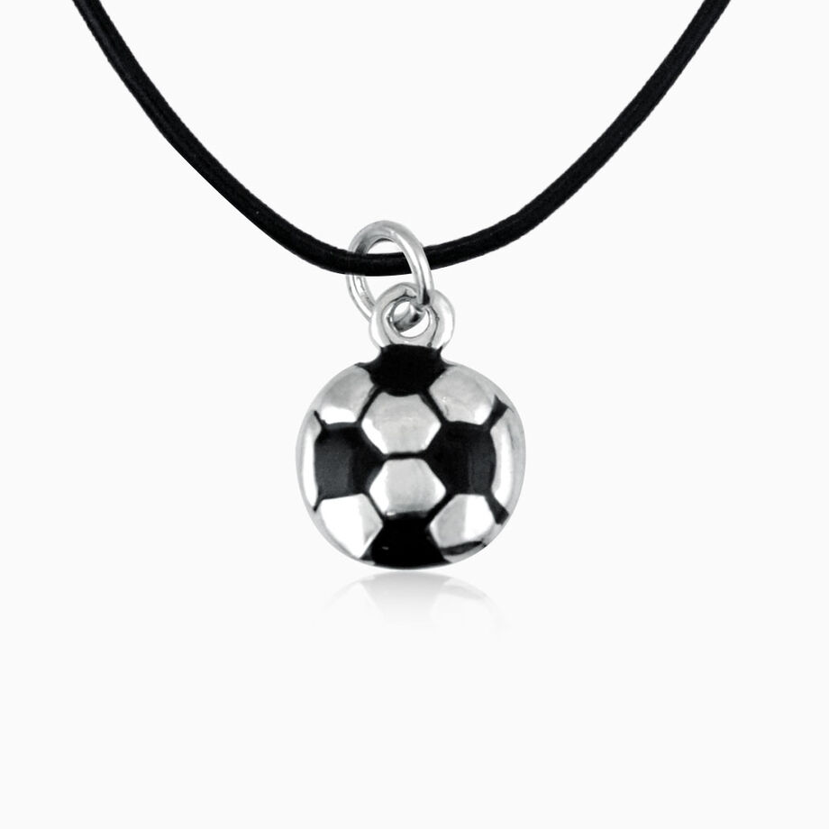 Silver & Black Soccer Ball Necklace