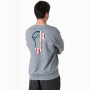 Guys Lacrosse Crewneck Sweatshirt - Patriotic Stick (Back Design)