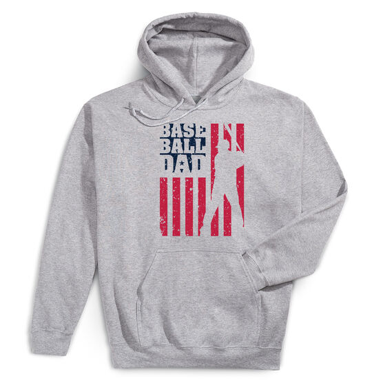 Baseball Hooded Sweatshirt - Baseball Dad American Flag