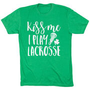 Girls Lacrosse Short Sleeve T-Shirt - Kiss Me I Play Lacrosse