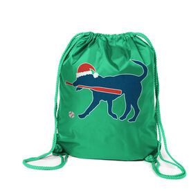 Baseball Drawstring Backpack - Play Ball Christmas Dog