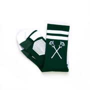 Guys Lacrosse Woven Mid-Calf Socks - Retro Crossed Sticks (Green/White)