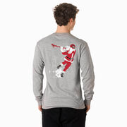 Guys Lacrosse Tshirt Long Sleeve - Santa Laxer (Back Design)