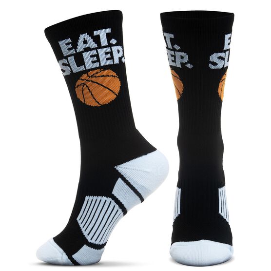 Basketball Woven Mid-Calf Socks - Eat. Sleep. Basketball Ball