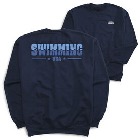 Swimming Crewneck Sweatshirt - Swimming USA (Back Design)