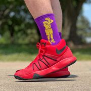 Basketball Woven Mid-Calf Socks - Player Jump Shot (Purple/Gold)