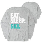 Skiing & Snowboarding Tshirt Long Sleeve - Eat. Sleep. Ski (Back Design)