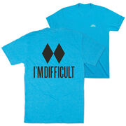 Skiing Short Sleeve T-Shirt - I'm Difficult (Back Design)