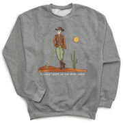 Guys Lacrosse Crewneck Sweatshirt - Slingin Heat In The High Noon