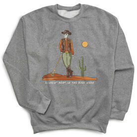 Guys Lacrosse Crewneck Sweatshirt - Slingin Heat In The High Noon