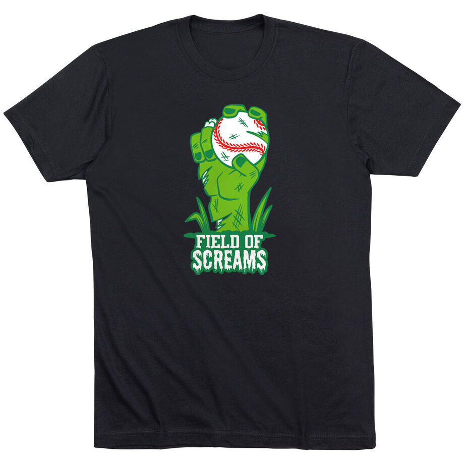 Baseball T-Shirt Short Sleeve - Field Of Screams [Youth Large/Black] - SS