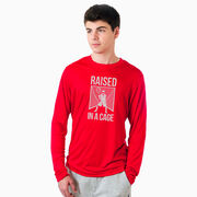 Guys Lacrosse Long Sleeve Performance Tee - Raised In a Cage