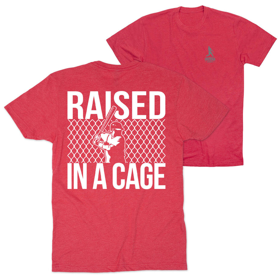 Baseball Short Sleeve T-Shirt - Raised in a Cage Baseball (Back Design)