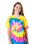 Girls Lacrosse Short Sleeve T-Shirt - Rather Be Playing Lacrosse Tie Dye