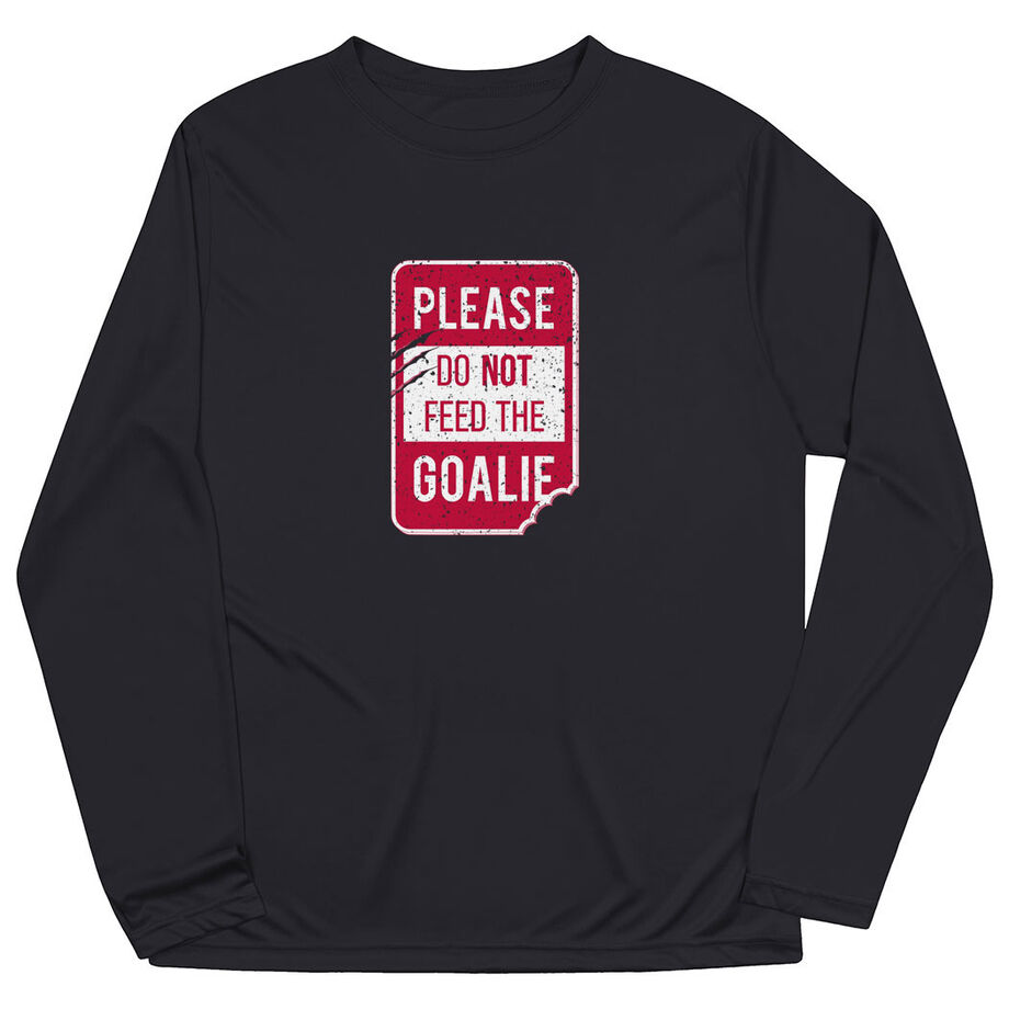 Hockey Long Sleeve Performance Tee - Don't Feed The Goalie - Personalization Image