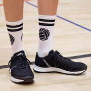 Volleyball Woven Mid-Calf Socks - Ball (White/Black)