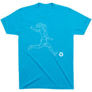 Soccer Short Sleeve T-Shirt - Soccer Girl Player Sketch