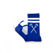 Guys Lacrosse Woven Mid-Calf Socks - Retro Crossed Sticks (Royal/White)