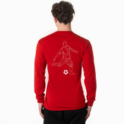 Soccer Tshirt Long Sleeve - Soccer Guy Player Sketch (Back Design)