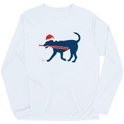 Softball Long Sleeve Performance Tee - Play Ball Christmas Dog