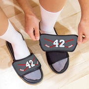Hockey Repwell&reg; Slide Sandals - Hockey Crossed Sticks with Number