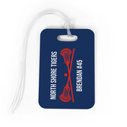 Guys Lacrosse Bag/Luggage Tag - Personalized Text with Crossed Sticks