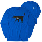 Guys Lacrosse Tshirt Long Sleeve - Max The Lax Dog (Back Design)