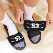Hockey Repwell&reg; Slide Sandals - Hockey Crossed Sticks with Number