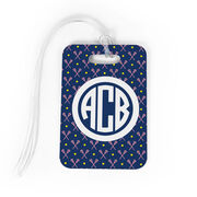 Girls Lacrosse Bag/Luggage Tag - Personalized Girls Lacrosse Pattern Monogram