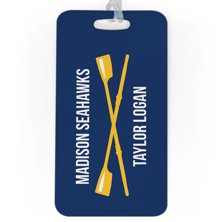 Crew Bag/Luggage Tag - Personalized Text with Crossed Oars