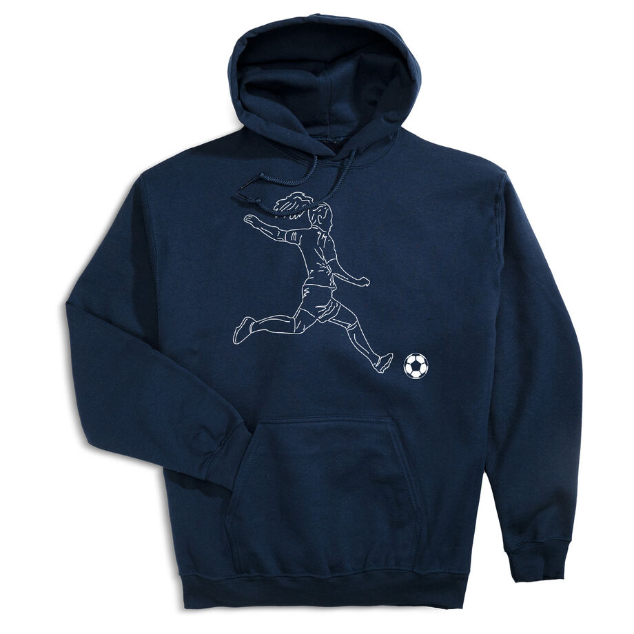 Soccer Hooded Sweatshirt - Soccer Girl Player Sketch - Personalization Image