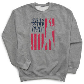 Baseball Crewneck Sweatshirt - Baseball Dad American Flag
