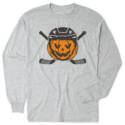 Hockey Tshirt Long Sleeve - Helmet Pumpkin